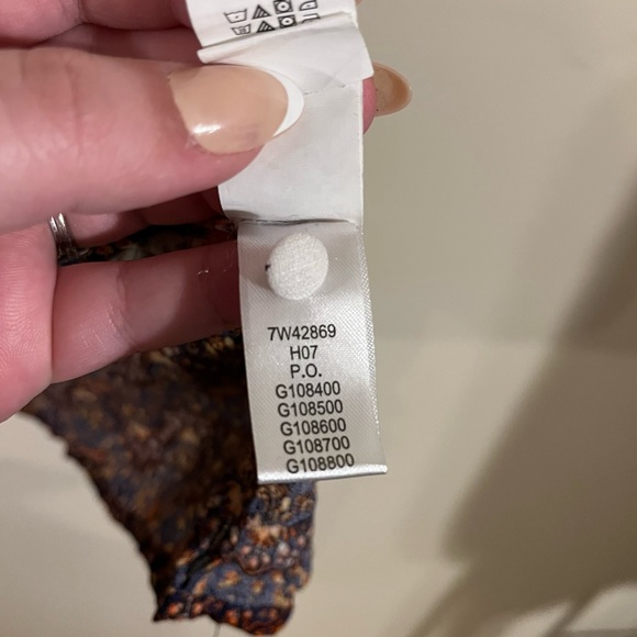 Lucky Brand White Orange Blue Paisley Print Relaxed Fit Tunic Blouse - Picture 9 of 9